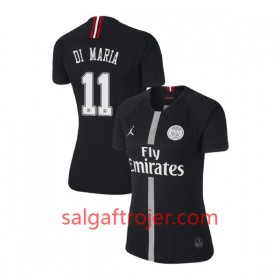 Paris Saint-Germain Fodboldtrøjer Di Maria 11 Jodan Sort Dame 3. sæt 2018/19 Kort ærmer